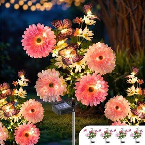 Solar Garden Light 4 Packs, 120 LEDs Outdoor Solar Lighting with Daisy